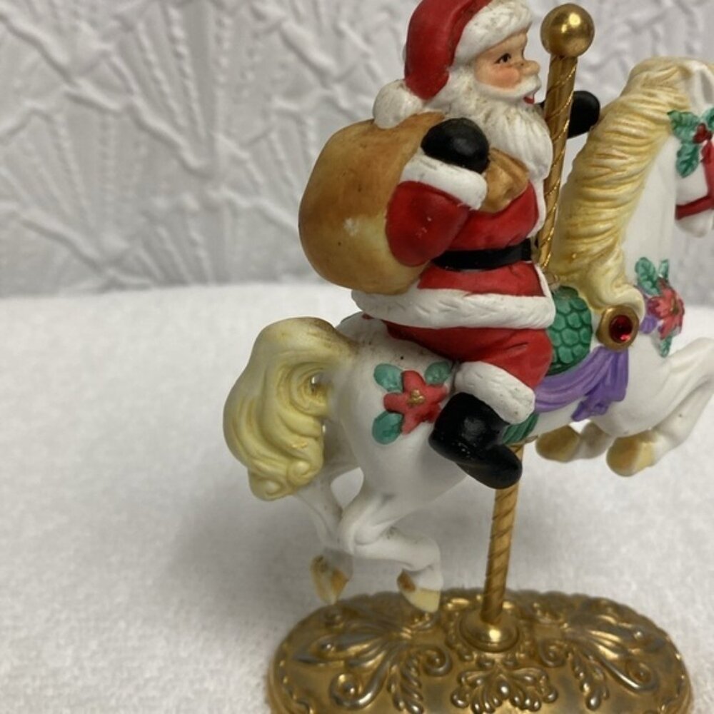 Vintage Scarborough Fair Santa Clause on a unicorn carousel with jewel accents - Picture 5 of 10